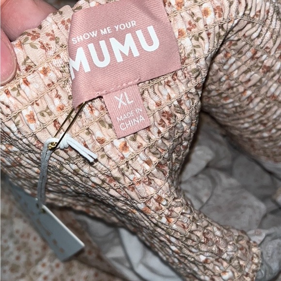 NWT Show Me Your Mumu Odette Midi Dress Ditsy Daisy Beige Linen Blend size XL - Picture 8 of 16